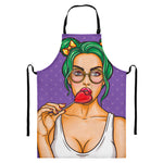 Punk Girl And Lollipop Print Bib Apron With Pocket