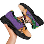 Punk Girl And Lollipop Print Black Chunky Shoes