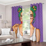 Punk Girl And Lollipop Print Blackout Grommet Curtains