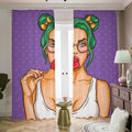 Punk Girl And Lollipop Print Dimout Pencil Pleat Curtains