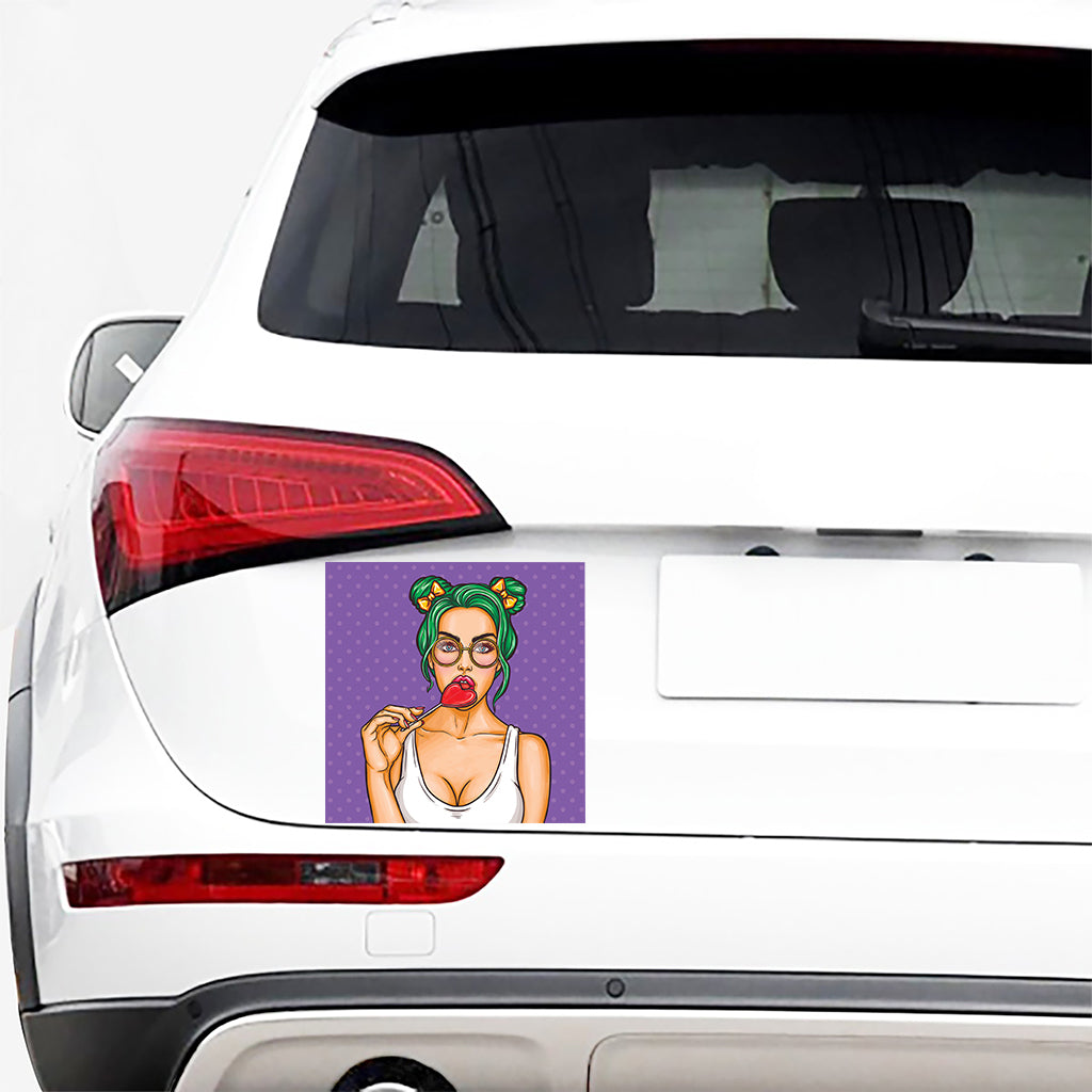 Punk Girl And Lollipop Print Car Sticker