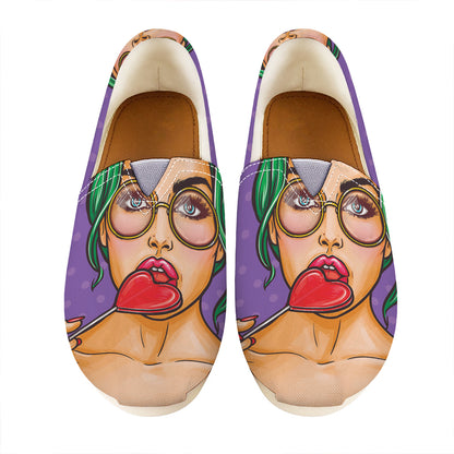 Punk Girl And Lollipop Print Casual Shoes