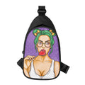 Punk Girl And Lollipop Print Sling Bag