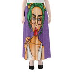 Punk Girl And Lollipop Print Chiffon Maxi Skirt