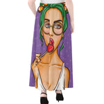 Punk Girl And Lollipop Print Chiffon Maxi Skirt