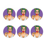 Punk Girl And Lollipop Print Coaster Set