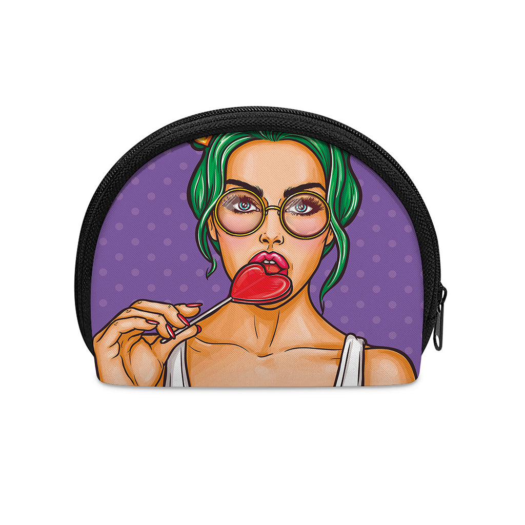 Punk Girl And Lollipop Print Coin Purse
