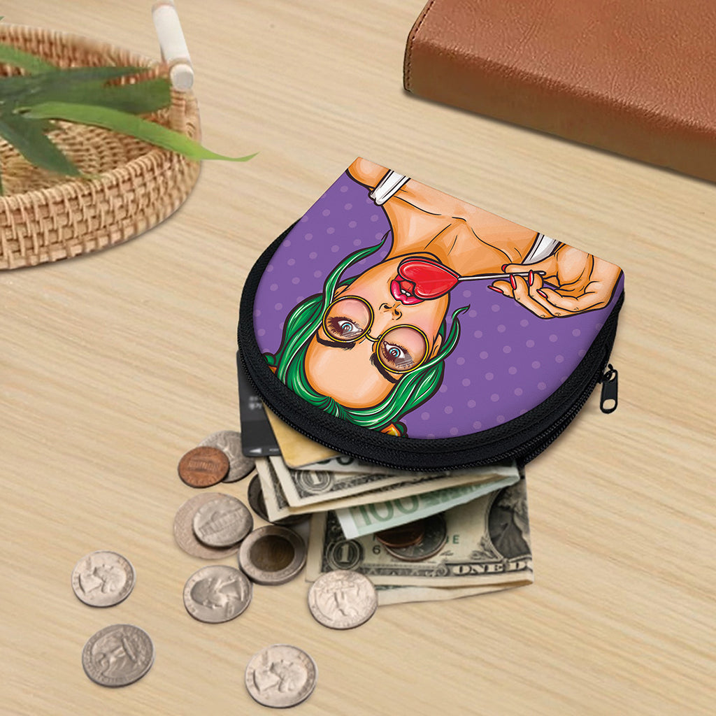 Punk Girl And Lollipop Print Coin Purse