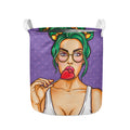 Punk Girl And Lollipop Print Collapsible Laundry Basket