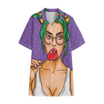 Punk Girl And Lollipop Print Cotton Hawaiian Shirt