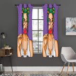 Punk Girl And Lollipop Print Curtain