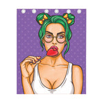 Punk Girl And Lollipop Print Curtain
