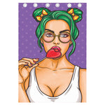 Punk Girl And Lollipop Print Curtain