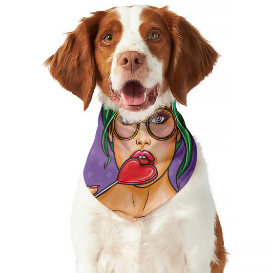 Punk Girl And Lollipop Print Dog Bandana