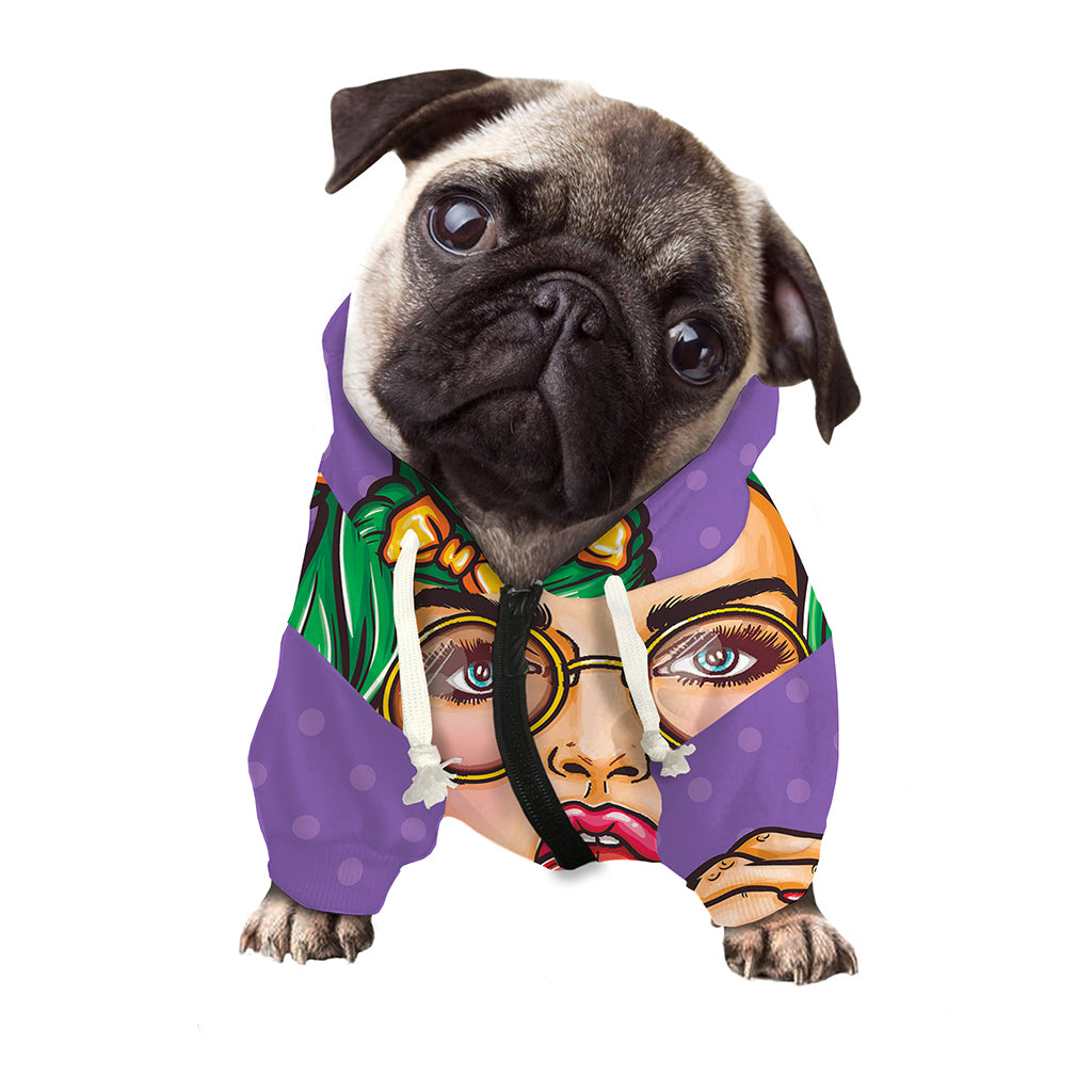 Punk Girl And Lollipop Print Dog Zip Up Hoodie
