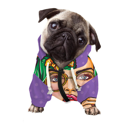 Punk Girl And Lollipop Print Dog Zip Up Hoodie