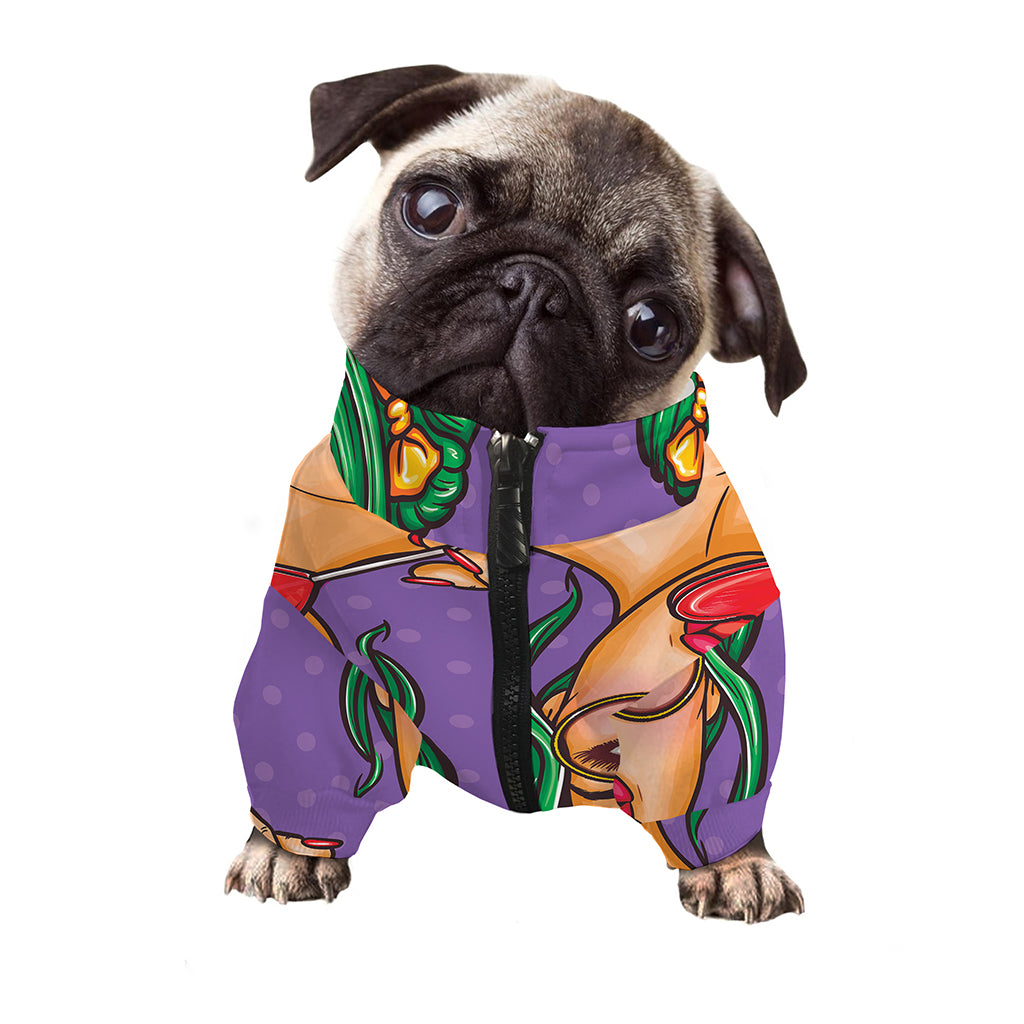 Punk Girl And Lollipop Print Dog Zip Up Jacket