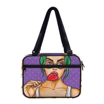 Punk Girl And Lollipop Print Double Strap Bible Bag