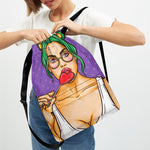 Punk Girl And Lollipop Print Drawstring Backpack
