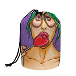 Punk Girl And Lollipop Print Drawstring Makeup Bag