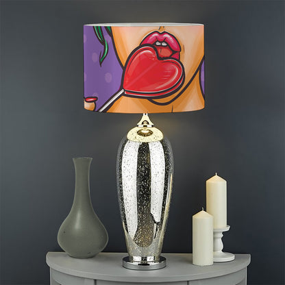 Punk Girl And Lollipop Print Drum Lamp Shade