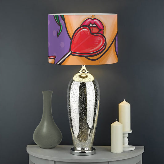 Punk Girl And Lollipop Print Drum Lamp Shade
