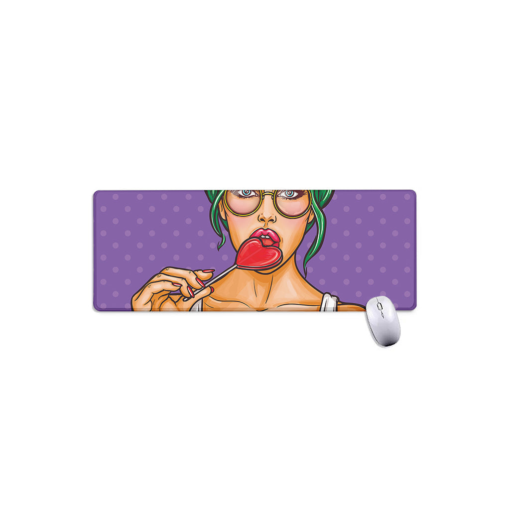 Punk Girl And Lollipop Print Extended Mouse Pad