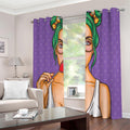 Punk Girl And Lollipop Print Extra Wide Grommet Curtains