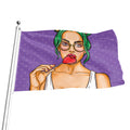 Punk Girl And Lollipop Print Flag