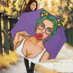 Punk Girl And Lollipop Print Foldable Umbrella