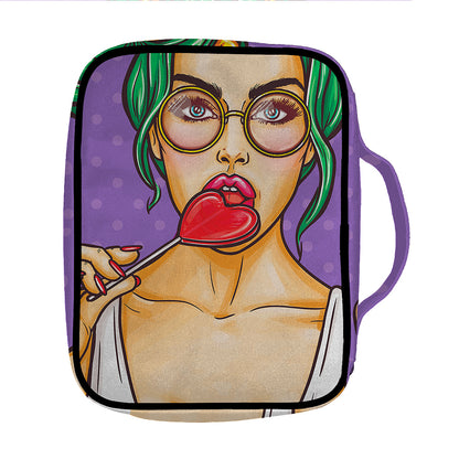 Punk Girl And Lollipop Print Front Pocket Bible Bag