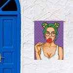 Punk Girl And Lollipop Print Garden Flag