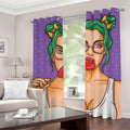 Punk Girl And Lollipop Print Grommet Curtains