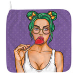 Punk Girl And Lollipop Print Hand Towel
