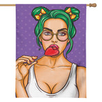 Punk Girl And Lollipop Print House Flag