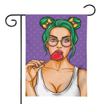 Punk Girl And Lollipop Print House Flag