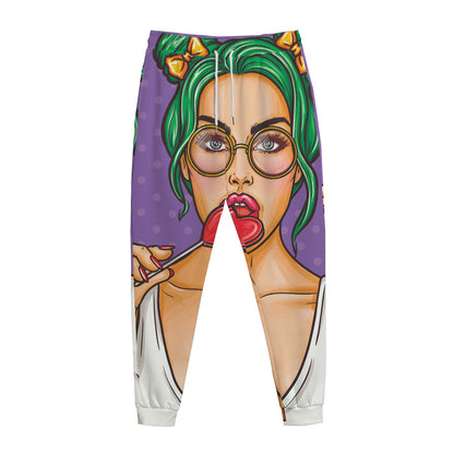 Punk Girl And Lollipop Print Jogger Pants