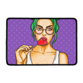 Punk Girl And Lollipop Print Kitchen Mat
