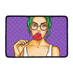 Punk Girl And Lollipop Print Kitchen Mat
