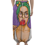 Punk Girl And Lollipop Print Lantern Pants