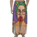 Punk Girl And Lollipop Print Lantern Pants