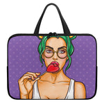 Punk Girl And Lollipop Print Laptop Sleeve With Handle