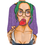 Punk Girl And Lollipop Print Long Sleeve Baseball Jersey