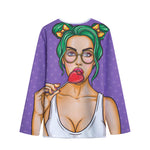 Punk Girl And Lollipop Print Long Sleeve Short Coat