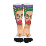 Punk Girl And Lollipop Print Long Socks