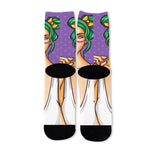 Punk Girl And Lollipop Print Long Socks