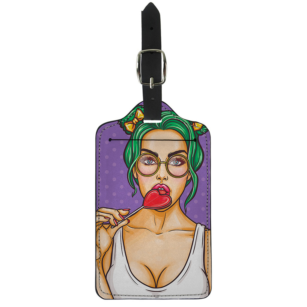 Punk Girl And Lollipop Print Luggage Tag