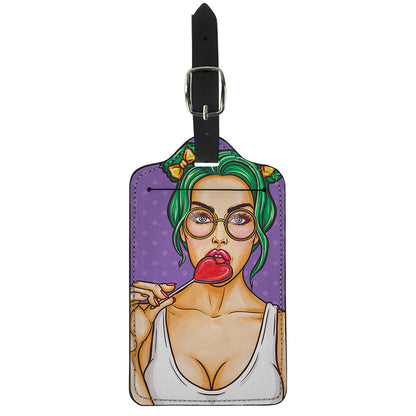 Punk Girl And Lollipop Print Luggage Tag