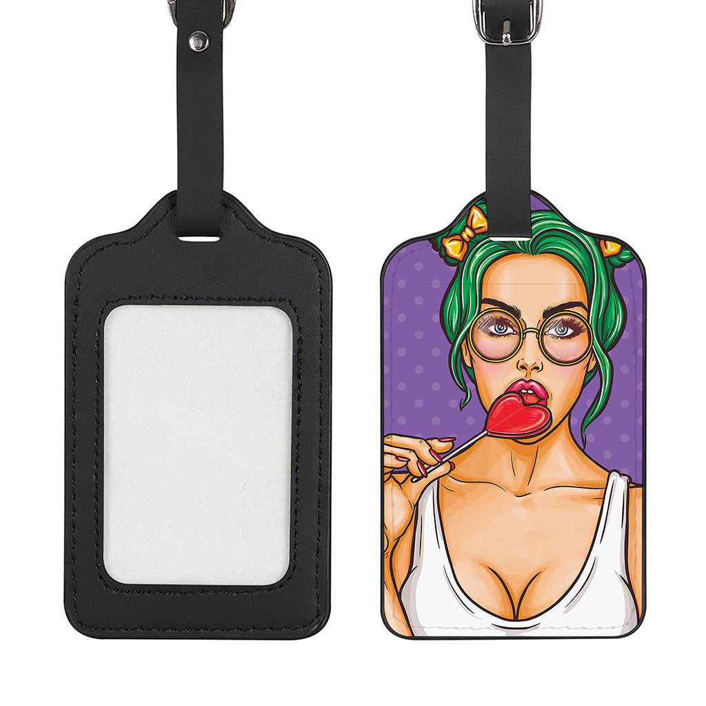 Punk Girl And Lollipop Print Luggage Tag