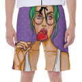 Punk Girl And Lollipop Print Men's Beach Shorts